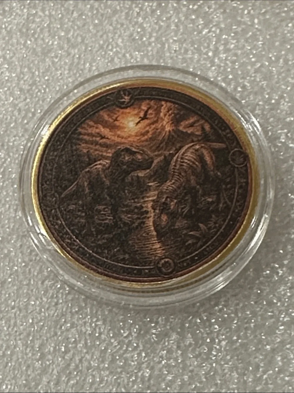 Dinosaur Themed Decorative Coin - Brown